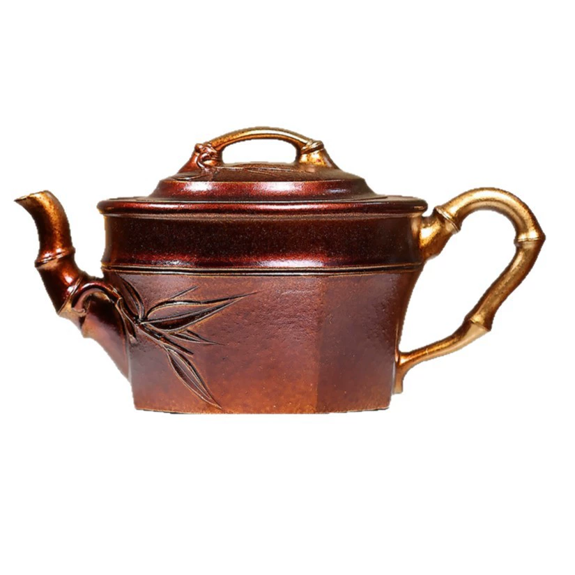 Handmade Shell‑Fired Bamboo Segment Yixing Clay Teapot