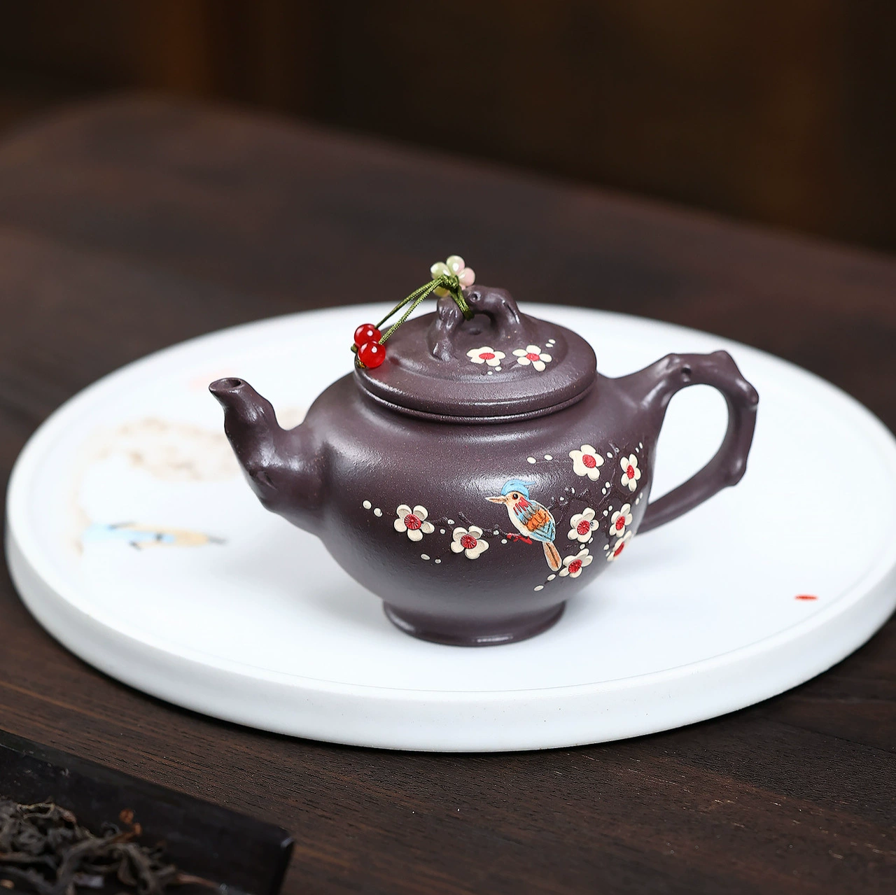 Bird Carved Semi‑Handmade Zisha Teapot for Collection - Image 4