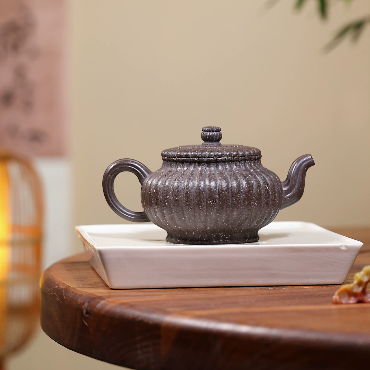 Semi‑Handmade Ribbed Texture Clay Teapot Chinese - Image 3