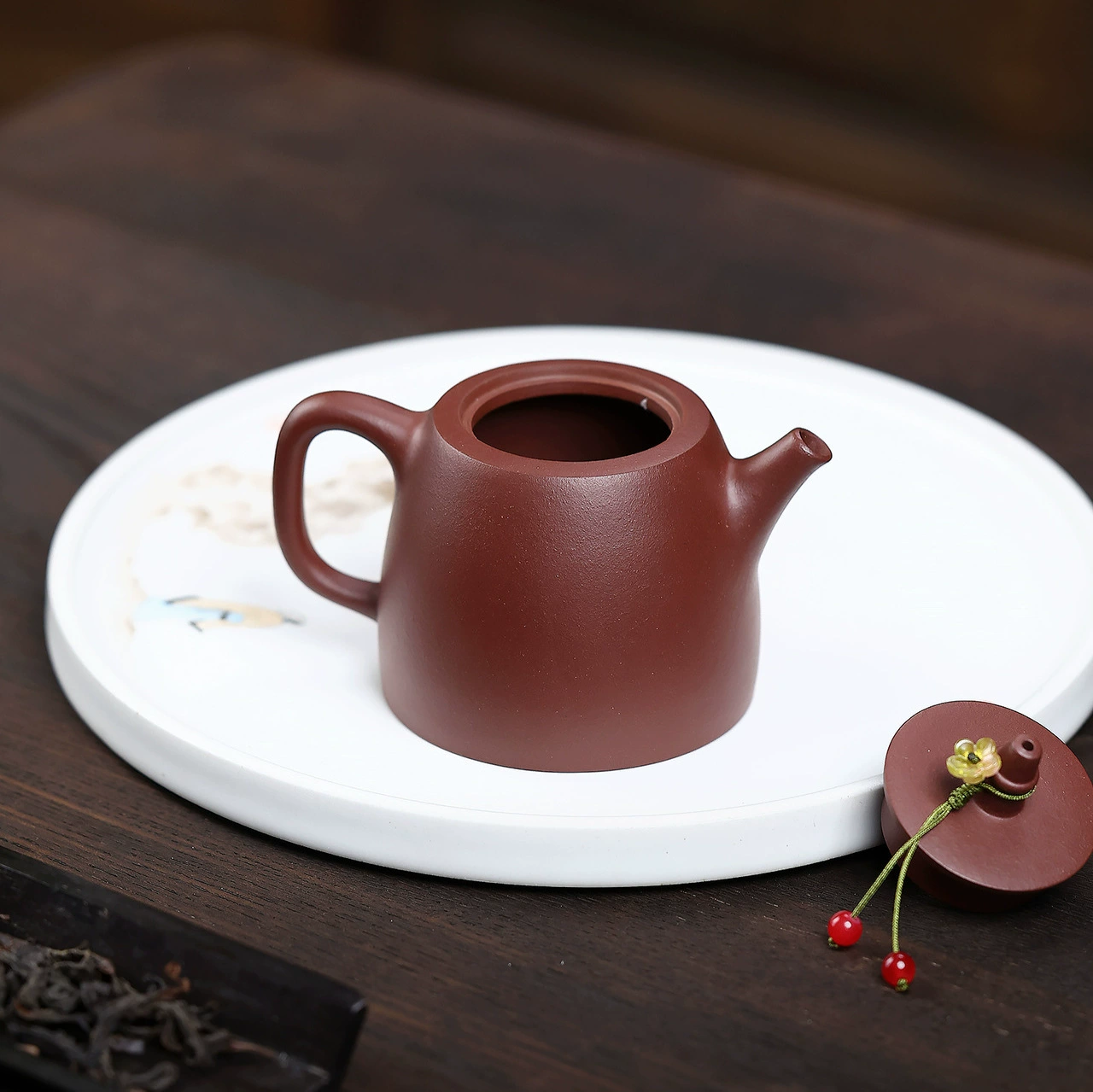 Semi-handmade Zisha Teapot Mud Painted Handuo Shape - Image 3