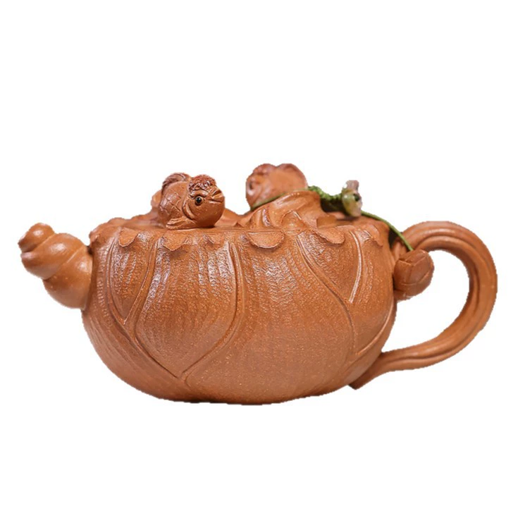 Semi‑Handmade Lotus Leaf Shaped Chinese Tea Kettle