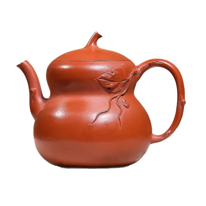 Clay teapot Semi Handmade Bamboo Leaf Gourd Style